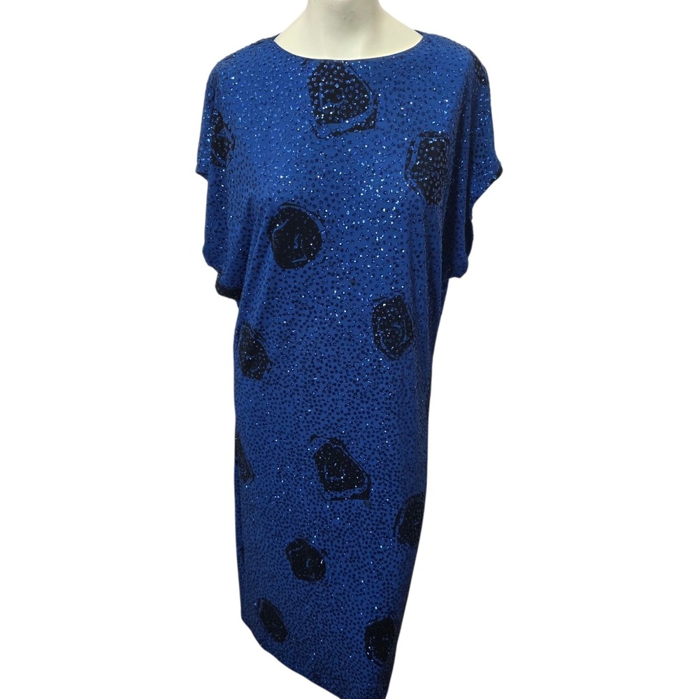 Vintage Ricki Lang for Nuit Blue Beaded Sequin Midi Dress ILGWU USA‎ Women's 10